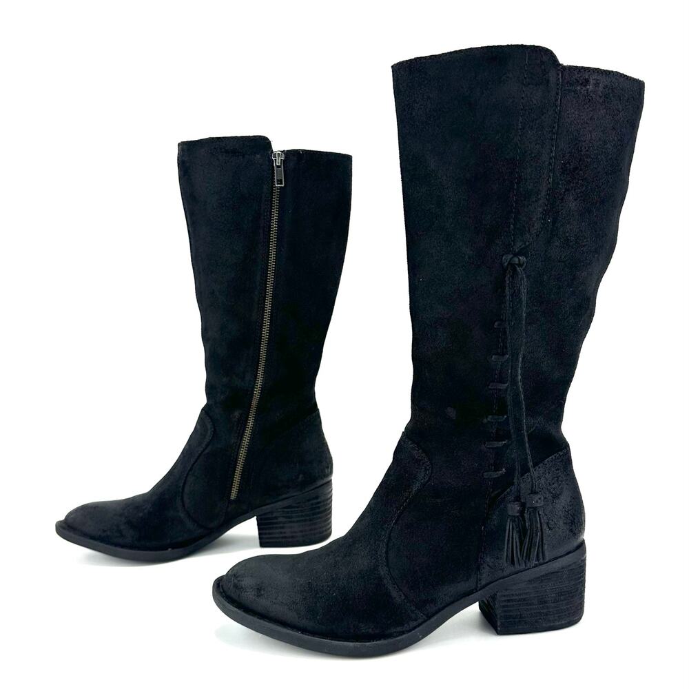 Born Women Mid-Calf Riding/Western Boot Size 9M Black Leather Knee-High Bootie - Picture 2 of 13
